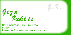 geza kuklis business card